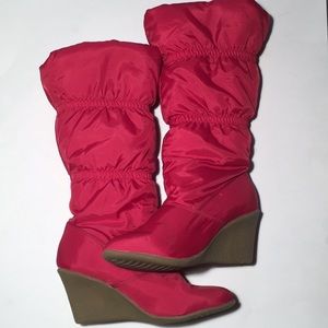 STEVEN Puffer Fleece Insulated Wedge Heel Boots